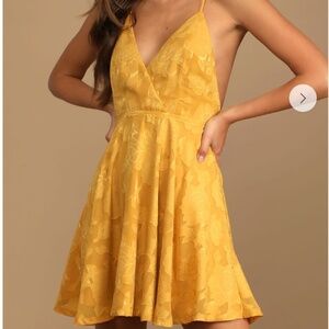 Days of Beauty Mustard Yellow Burnout Floral Skater Dress